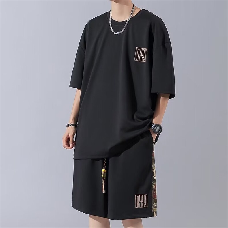 夏季时尚套装男帅气一套搭配夏装休闲运动短袖短裤两件套A3-2/P42,男装牛仔裤,星座506