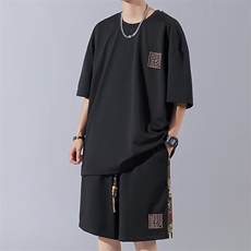 夏季时尚套装男帅气一套搭配夏装休闲运动短袖短裤两件套A3-2/P42，男装牛仔裤，星座506