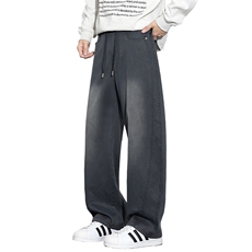 天丝裤子男款秋冬2025新款宽松直筒美式潮牌垂感弯刀裤Z2591-P50，男装休闲裤，星座509