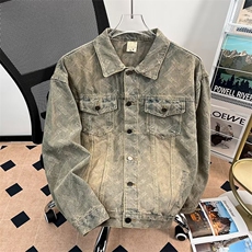 得物二开做旧美式扎染牛仔外套宽松休闲水洗夹克上衣JK1284-P68，男装工装外套，星座1103-3