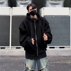 设计感连帽卫衣男小众设计感宽松垫肩长袖美式开衫外套WC400-P46图片
