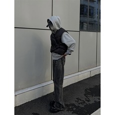 B221美式ins高街暗黑重工艺宽松微喇牛仔裤LK23128-P60控78，男装牛仔裤，电商B221