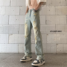夏季美式高街ins小众破洞牛仔裤货号K755P6588，男装牛仔裤，电商A063