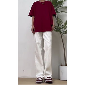 春季弹力牛仔裤 男美式高街vibe裤子水洗潮牌直筒白色长裤图片
