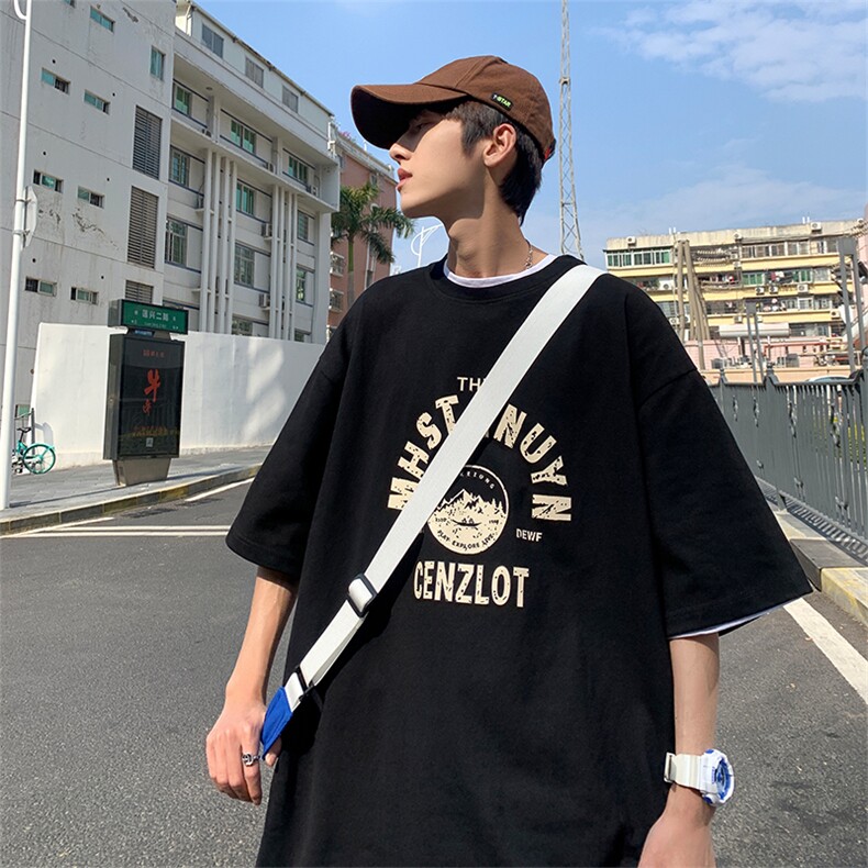 男士短袖t恤潮流宽松五分袖BF风潮牌情侣装男生衣服港风T177-p28，男装T恤，星座1008