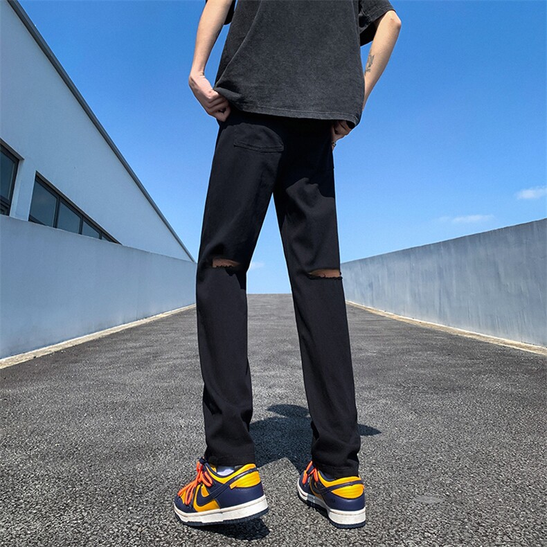 现货夏季美式高街后破洞修身弹力牛仔裤男K802-K867-P45,男装牛仔裤,星座205
