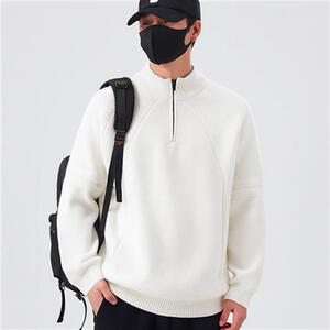 网图76021-特P55半高领拉链毛衣男秋冬季套头纯色打底针织衫男生图片