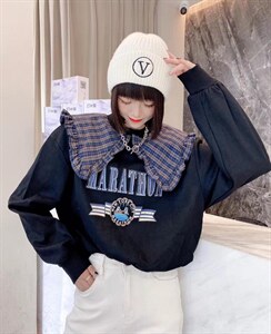 格子拼接卫衣,女装卫衣/绒衫,娟子依格