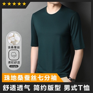 F83053珠地七分袖圆领T恤丝滑莫代尔T图片