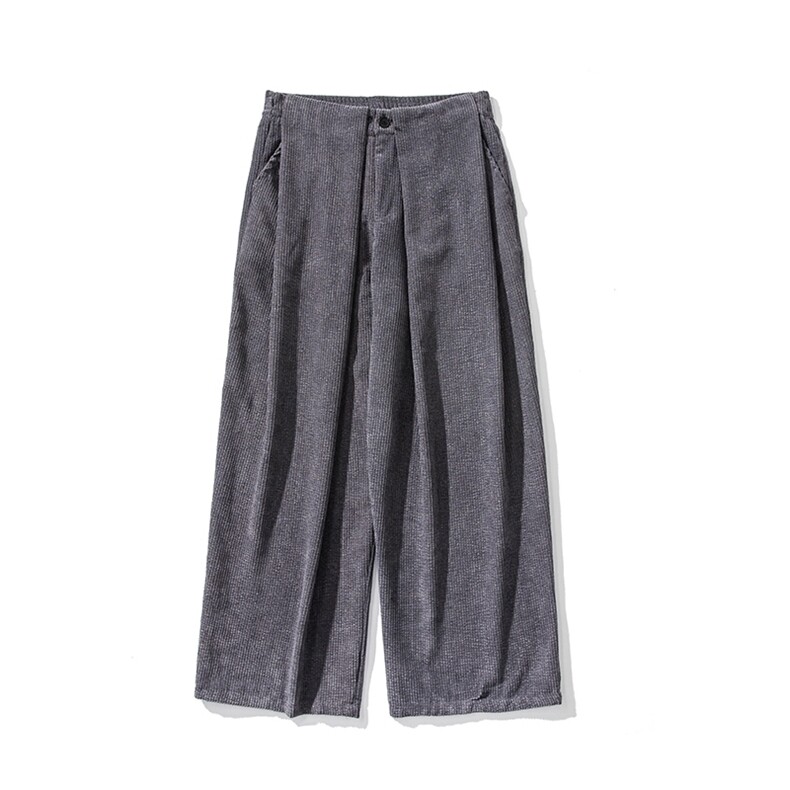 白底平铺图大码日系复古灯芯绒休闲裤直筒阔腿裤拖地裤K266/P65,男装休闲裤,钱塘713