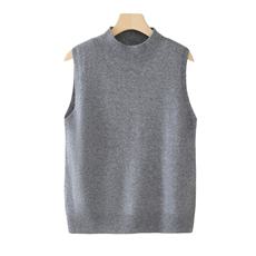 秋冬新款纯山半高圆领背心女修身显瘦无袖羊毛针织马甲，女装背心吊带，旭友羊绒