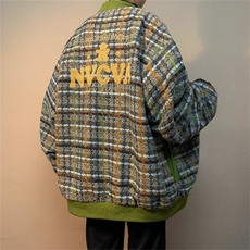 美式复古外套男秋冬新款高街棒球服潮牌休闲毛呢夹克WJ905-P65，男装夹克，星座1008