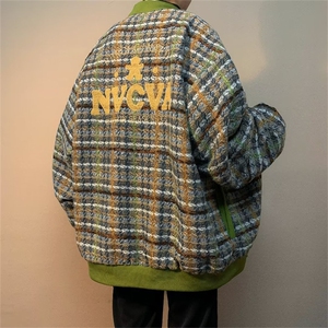 美式复古外套男秋冬新款高街棒球服潮牌休闲毛呢夹克WJ905-P65图片