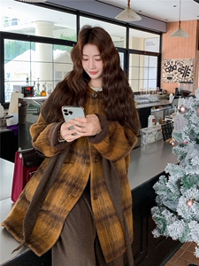 新款现货2B162-2150P370-K549双面羊绒大衣配围巾图片