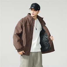 冬季潮牌立领防风棉服男士复古纯色通勤保暖机能风工装W0112，男装棉衣，电商D215