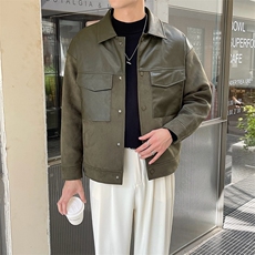 秋店主小伙麂皮绒拼皮夹克外套男加厚羊羔毛批140JK-3039-P130，男装夹克，电商A236