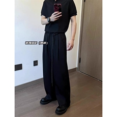 WE2024-P45美式复古垂感弯刀西裤男女直筒宽松潮牌阔腿休闲长裤，男装西裤，电商B323A