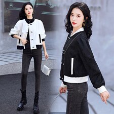 秋季休闲短外套女新款2022大码时尚复古民族风小个子修身夹克现货，女装短外套，一安秀