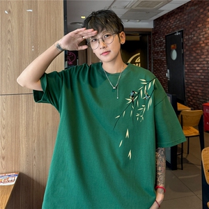 港风2026夏装情侣半袖上衣新中式男女装夏季宽松棉短袖T恤S308P28图片