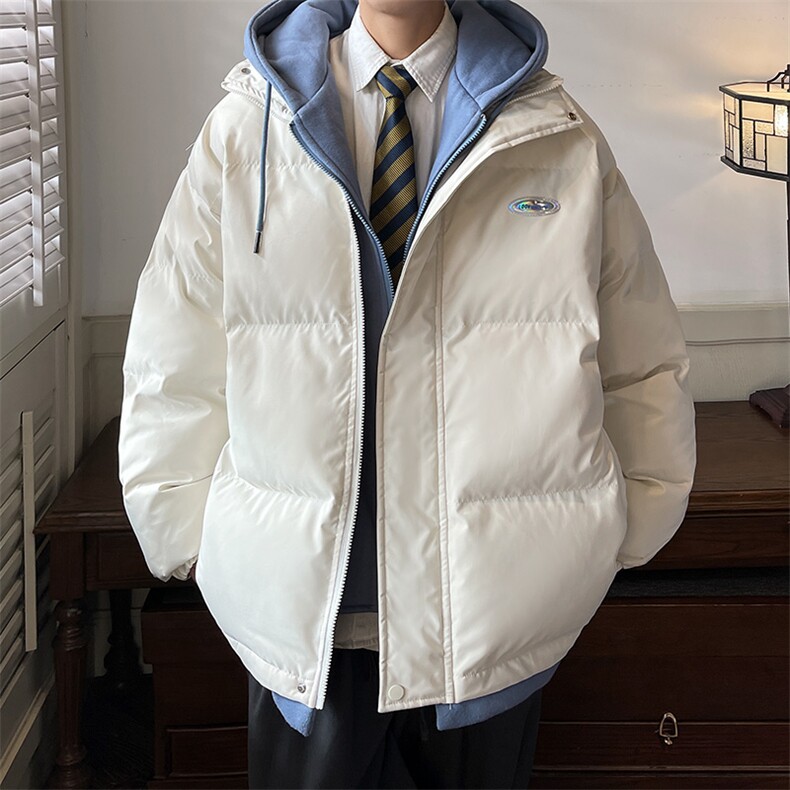 情侣装假两件加厚棉衣大码中性连帽棉服棉袄A071-Y00-P125,男装棉衣,电商A071