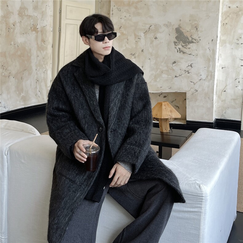 1长毛马海毛财阀羊毛呢子大码M-5XL长款西装毛呢大衣FY77909P198，男装西服套装，星座226-2