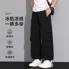 夏季工装裤男冰丝薄款直筒裤子2025新款潮牌男生宽松速干休闲长裤，女装休闲裤，星座1206（原A206）