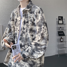 衬衫男秋季新款港风宽松大码灯芯绒扎染长袖衬衫CS8108-P42，男装衬衫，星座214-3