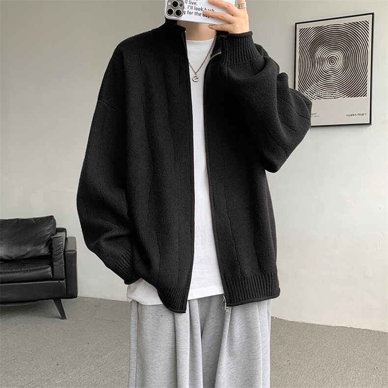M-8XL春款纯色开衫毛衣宽松外套加肥加大码双拉链针织衫MY1503P78，男装针织衫/毛衣，电商B238