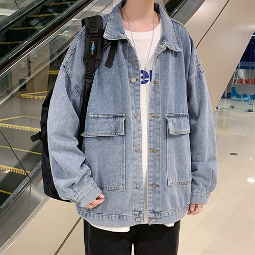 工装牛仔夹克男潮牌ins宽松休闲港风外套百搭帅气秋季上衣858-p55，男装夹克，星座1008-2