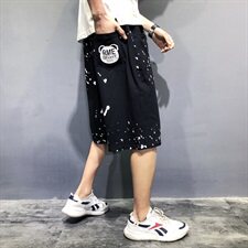 新款裤子男潮流ins运动短裤宽松潮牌休闲七分裤加肥大码592款，男装休闲裤，星座802