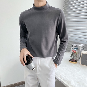双面绒男生德绒打底衫纯色加厚T恤半高领 T617-P35图片