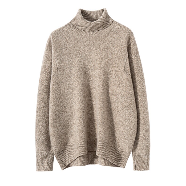 时尚百搭高领宽松羊毛衫保暖舒适显瘦毛衣，女装羊毛衫，宏杨羊绒