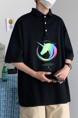 PL57138-P35翻领短袖polo衫男大码胖子半袖t恤男有领保罗衫模特，男装Polo衫，电商A040