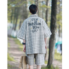 小香风印花织带短衬DCS9018P45短裤DK8797P40套装DTZ9028P85，男装牛仔裤，星座227-7