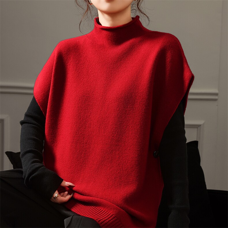 女士冬季慵懒高级感减龄内搭宽松显瘦洋气针织衫上衣，女装针织衫/毛衣，贝美羊绒