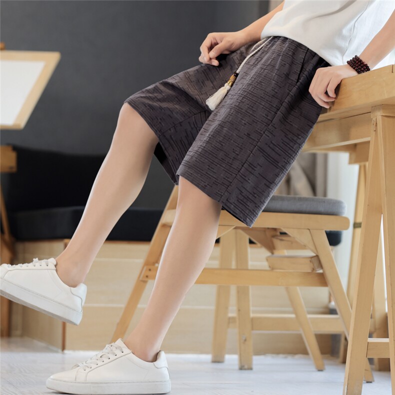 夏季纯色五分裤风男短裤棉麻纯色休闲裤直筒A266-1-KZ883-P40，男装牛仔裤，电商A266-1