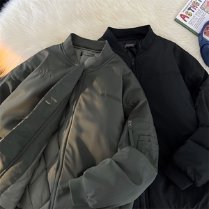 冬款男棒球立领棉衣字母刺绣工装口袋拉链棉袄休闲外套MY117 P80图片