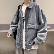 牛仔外套男女宽松痞帅港风ins情侣工装加绒夹克JK992-P55加绒p72，男装夹克，星座1008