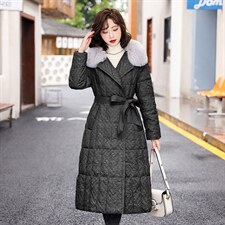 羽绒服新款2022年冬季女装时尚大气修身中款长白90%鸭绒真毛领,女装羽绒服,时尚俏佳人