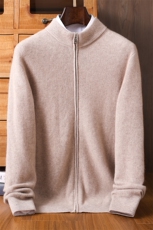 秋冬新款男羊绒开衫外套简约纯色百搭保暖毛衣时尚休闲长袖针织衫，男装羊绒套衫，铂欧羊绒