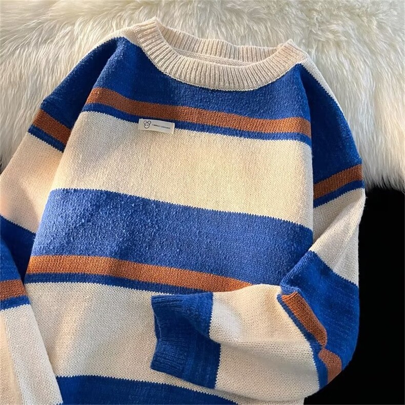 美式街头设计感圆领鹿毛绒毛衣男慵懒风休闲针织衫M217P42，男装针织衫/毛衣，星座1116-2