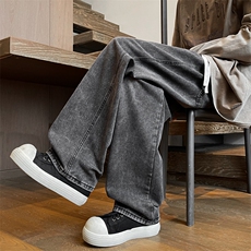 8XL-M牛仔裤美式潮牌复古水洗做旧特大码直筒宽松长裤KZ1909/P58，男装牛仔裤，电商B238