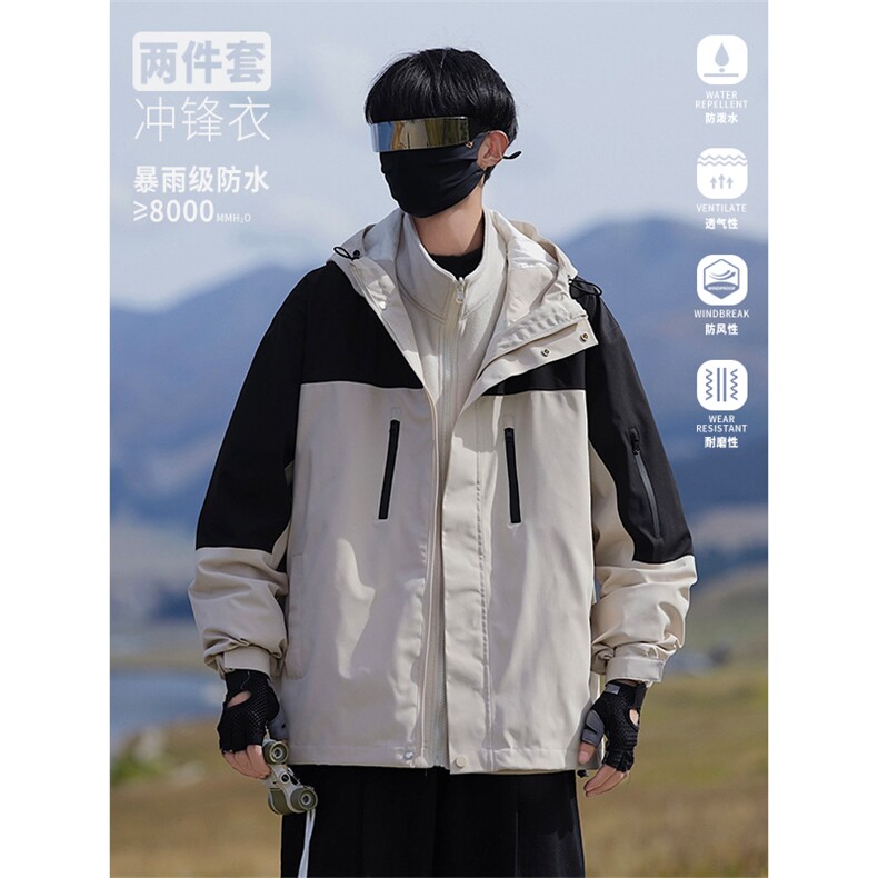 【真三防冲锋衣两件套】DZ2181-TP215控299户外撞色棉衣男外套冬,男装棉衣,电商A102-1