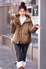 冬装新款简约时尚保暖连帽休闲棉服棉衣外套，女装棉衣/棉服，韩美纤衣