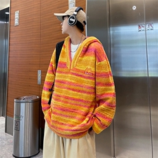 条纹毛衣日系慵懒复古男士针织衫秋冬季新款外套高级感线衣服，男装针织衫/毛衣，星座716-2