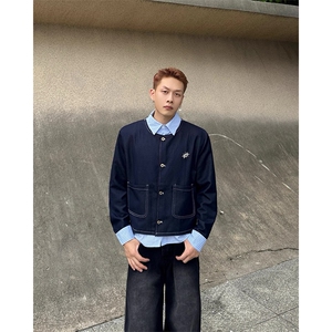 网图 假两件设计衬衫领高智感垫肩外套男夹克春季JK016P138，男装夹克，星座512-1（原513-3）