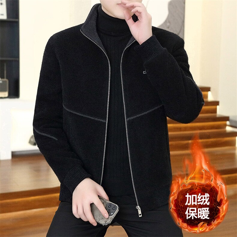 金貂绒加绒加厚立领拼接休闲毛呢大衣夹克外套上衣男D31P145控238,男装毛呢大衣,电商B226-2（原B217-2）