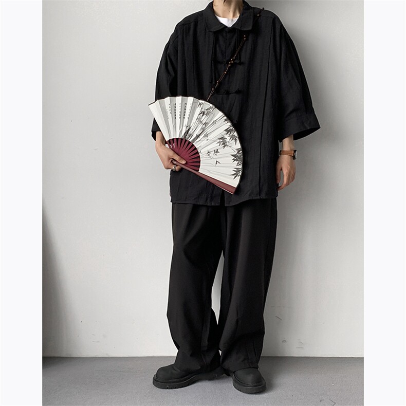 新中式衬衫男士港风潮流文艺帅百搭2024夏季新款ins外套CY707-P43,男装衬衫,星座412-2