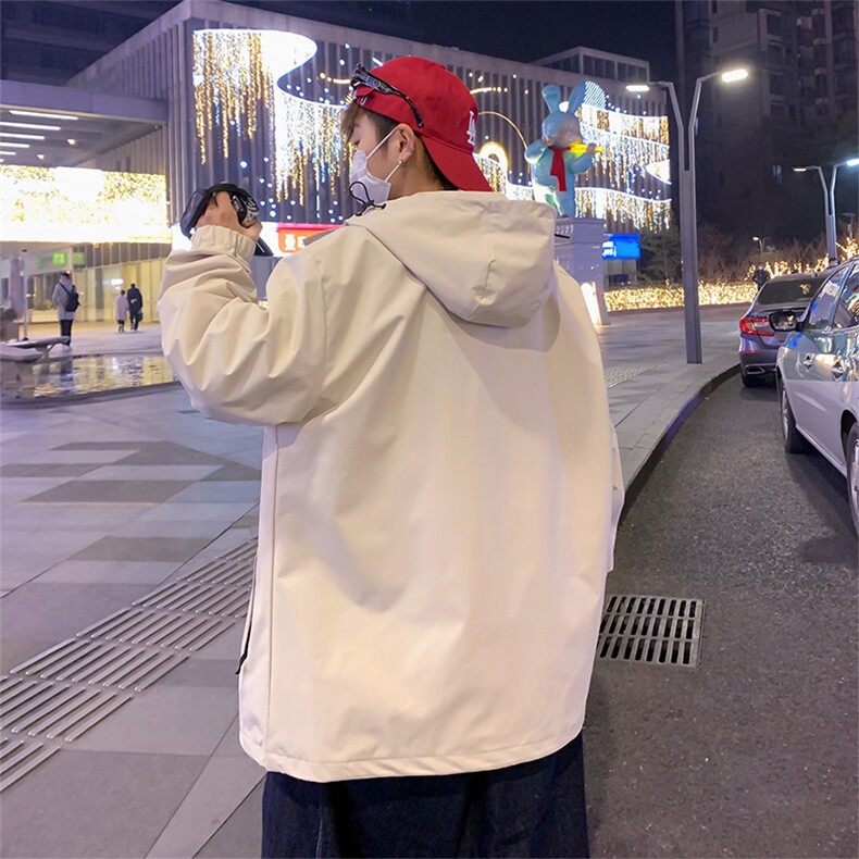 新款连帽冲锋衣夹克男港风潮流宽松休闲外套JK2302-P68,男装夹克,星座717