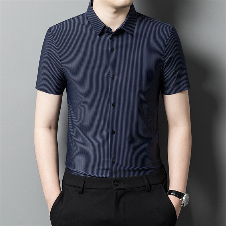 Y6981钱塘2020-2夏季新款男士短袖无痕衬衫薄款休闲衬衣货稳P60图片